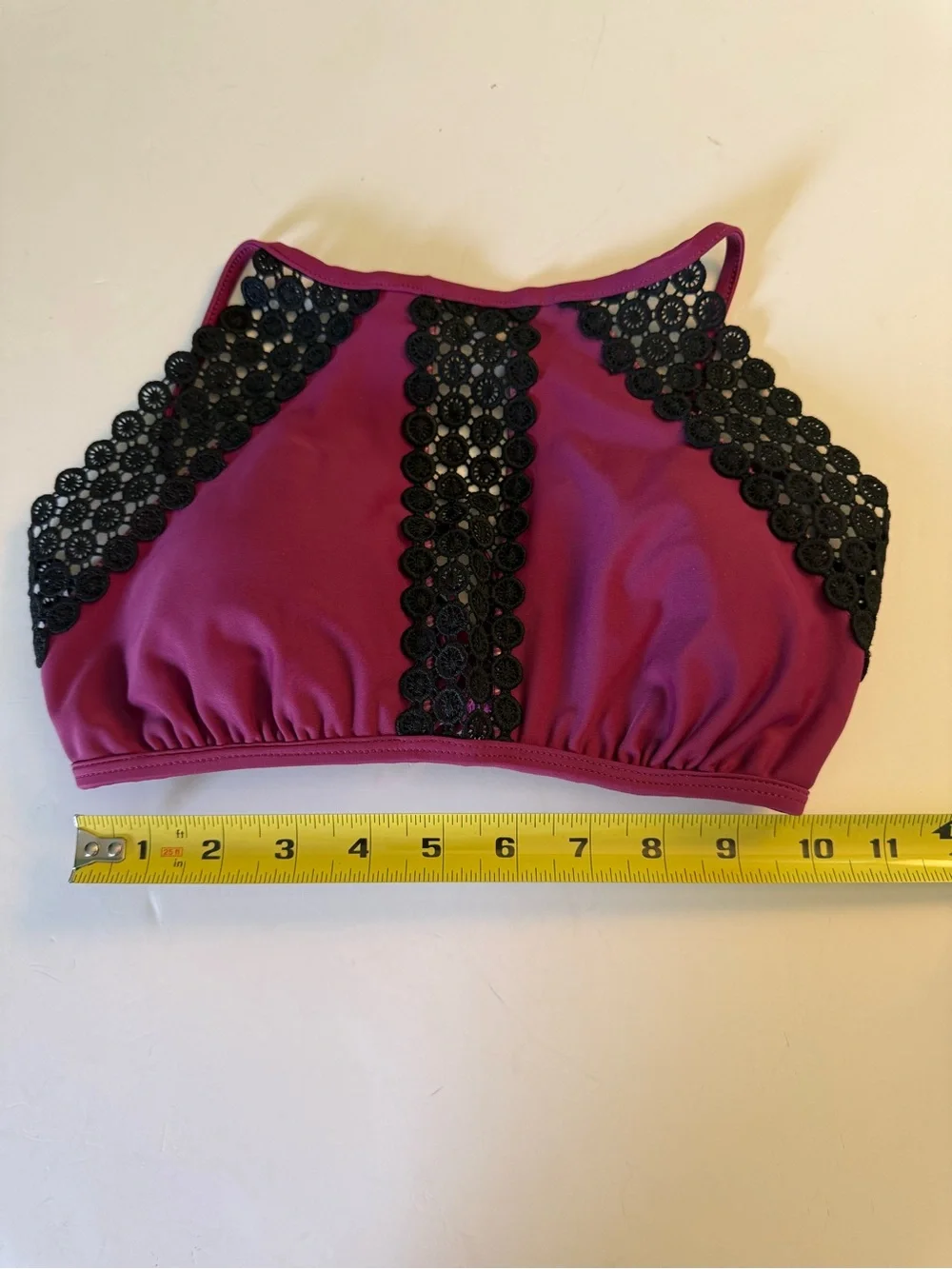 Arizona Jean Company High Neck Bikini Top with Black Lace Size Large